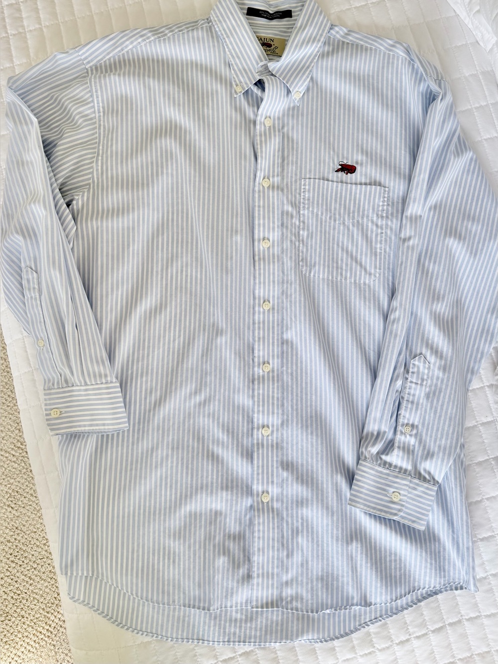 Classic Cajun Country Striped Button-Down Shirt - Light Blue 🦞